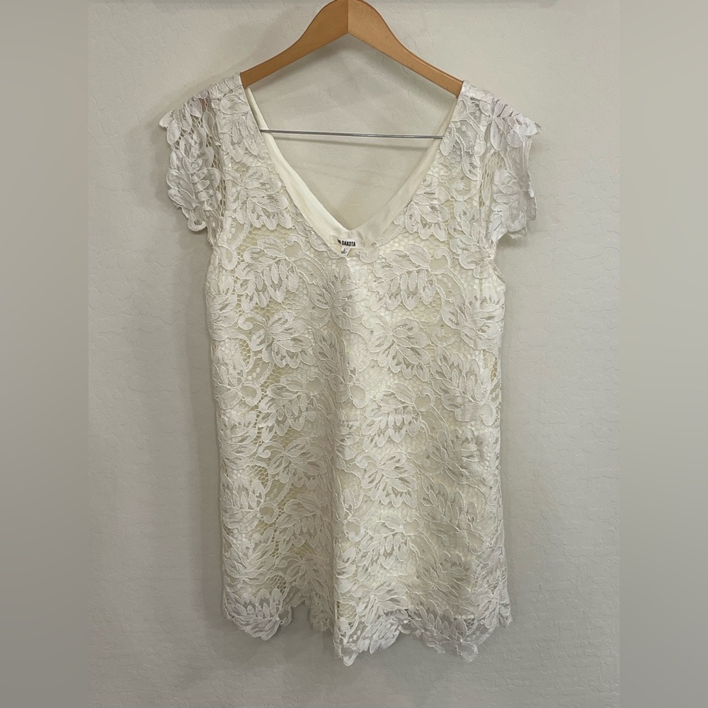 BB Dakota Cream Lace V-Neck Mini Dress